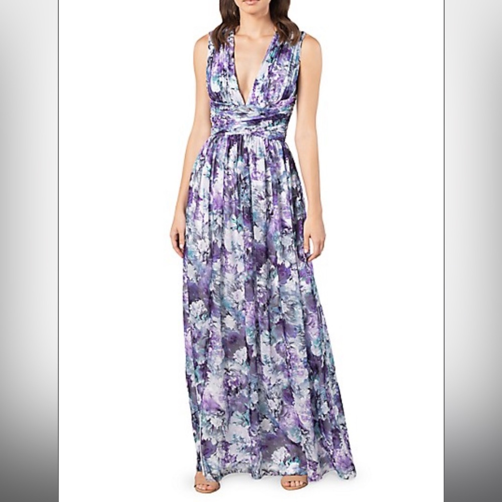 Dress the Population Jaclyn Floral Print Chiffon Maxi Dress / Worn Once!